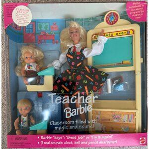 Teacher Barbie Doll Set 1995 New in Box Never Removed w/ 2 Smaller Dolls